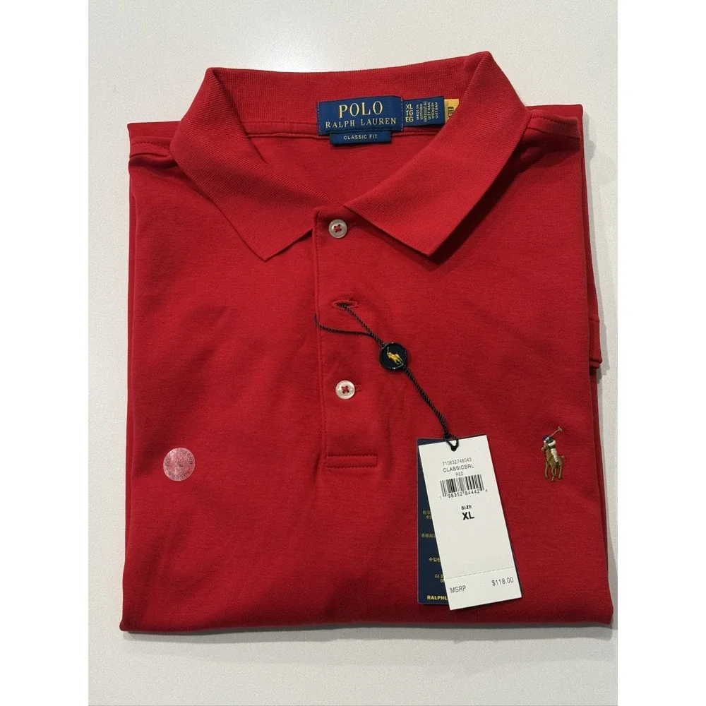 Polo Ralph Lauren Classic Fit Polo Shirt CLASSICSRL Red XL 100% Cotton